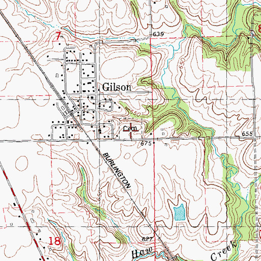 Topographic Map of Gilson Cemetery, IL