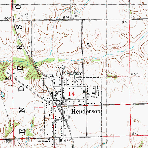 Topographic Map of Henderson Cemetery, IL