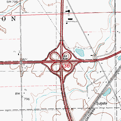 Topographic Map of Interchange 46, IL