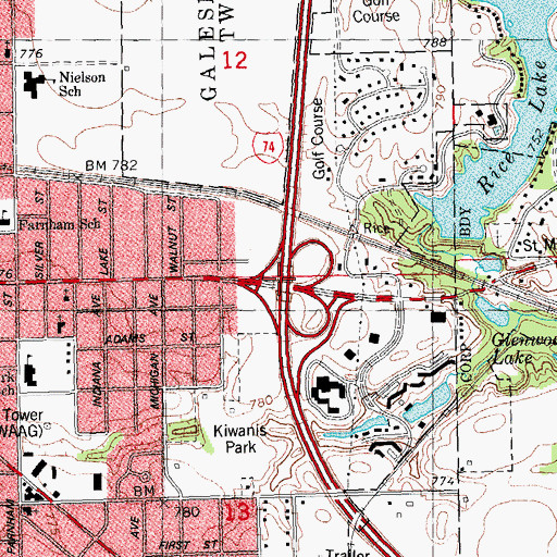 Topographic Map of Interchange 48, IL