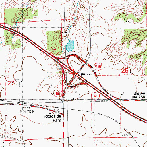 Topographic Map of Interchange 54, IL