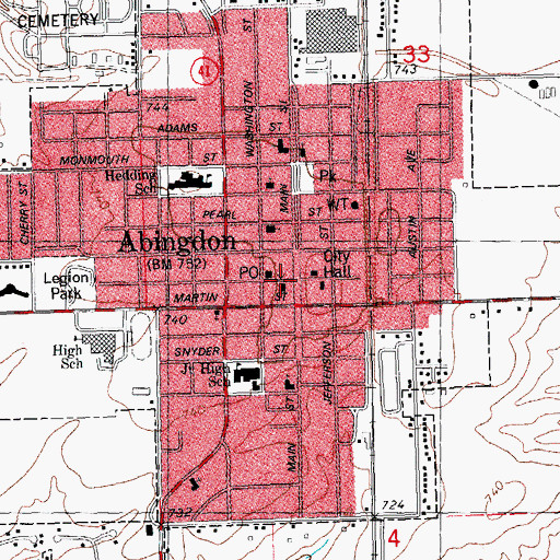 Topographic Map of John Mosser Public Library, IL