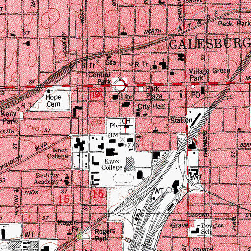 Topographic Map of Knox County Courthouse, IL