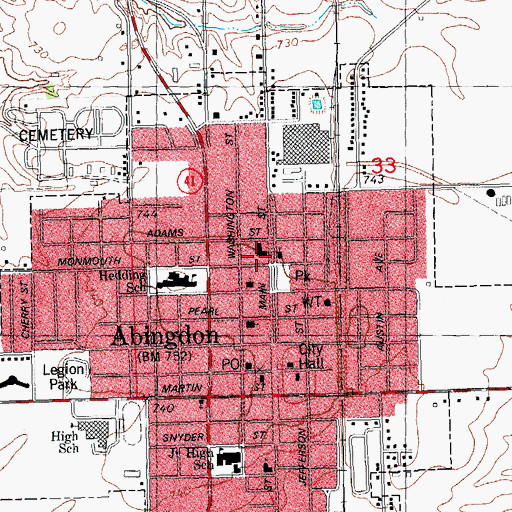 Topographic Map of Lincoln Public School (historical), IL