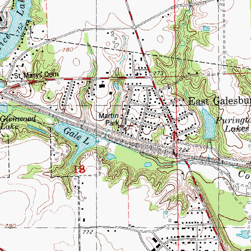 Topographic Map of Martin Park, IL