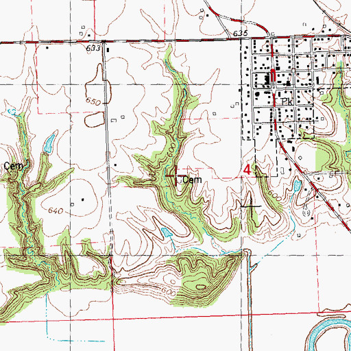 Topographic Map of Ouderkirk Cemetery, IL