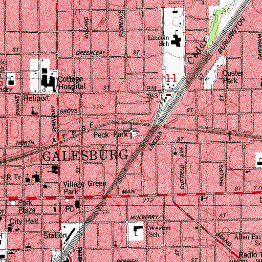Topographic Map of Peck Park, IL