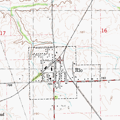 Topographic Map of Rio Cemetery, IL