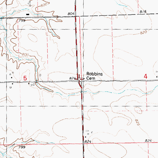 Topographic Map of Robbins Cemetery, IL