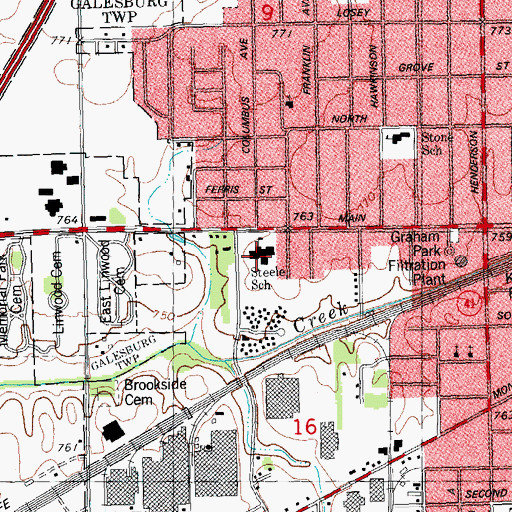 Topographic Map of Steele School, IL