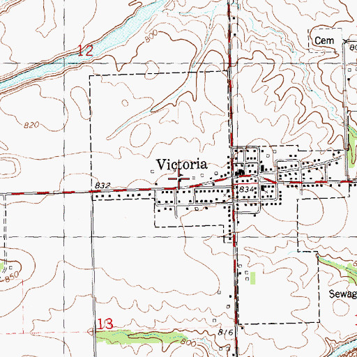 Topographic Map of Victoria Elementary School, IL