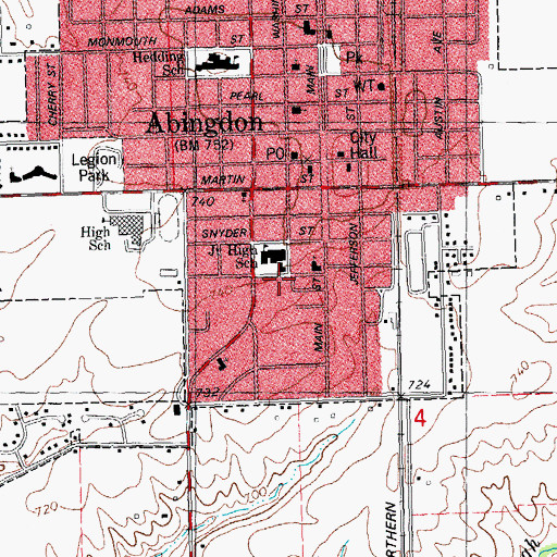 Topographic Map of Washington Public School (historical), IL
