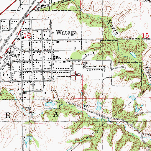 Topographic Map of Wataga Cemetery, IL