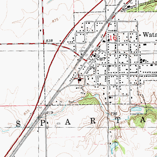 Topographic Map of Wataga Elementary School, IL
