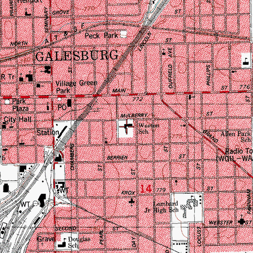 Topographic Map of Weston School, IL