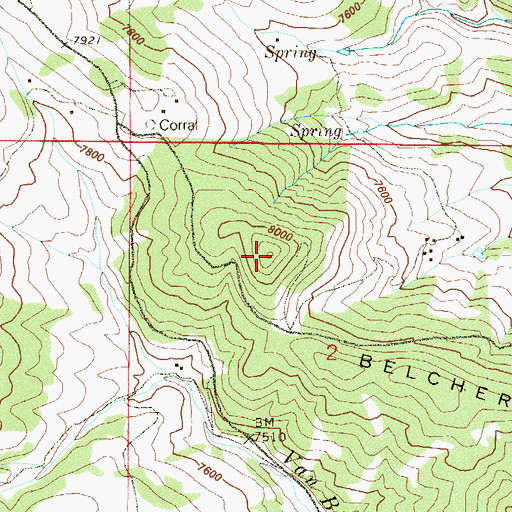 Topographic Map of Belcher Hill, CO