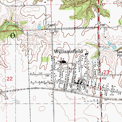 Topographic Map of Williamsfield High School, IL