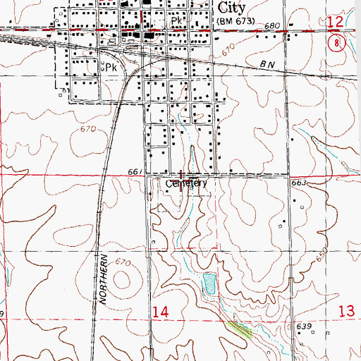Topographic Map of Yates City Cemetery, IL