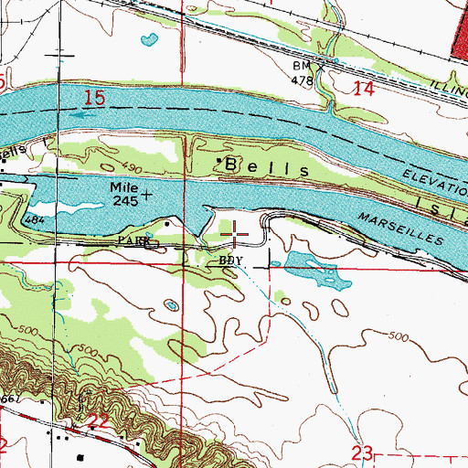 Topographic Map of Ancient Oaks Day Use Area, IL