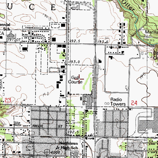 Topographic Map of Anderson Fields Golf Course, IL