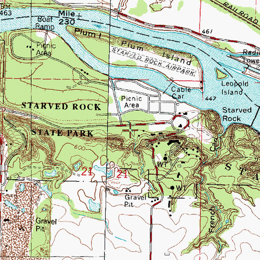 Topographic Map of Aurora Canyon, IL