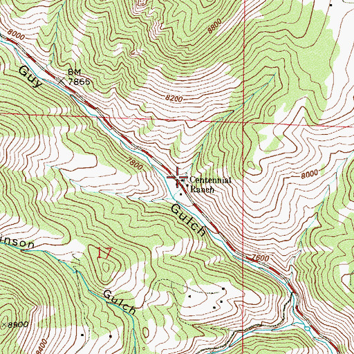 Topographic Map of Centennial Ranch, CO