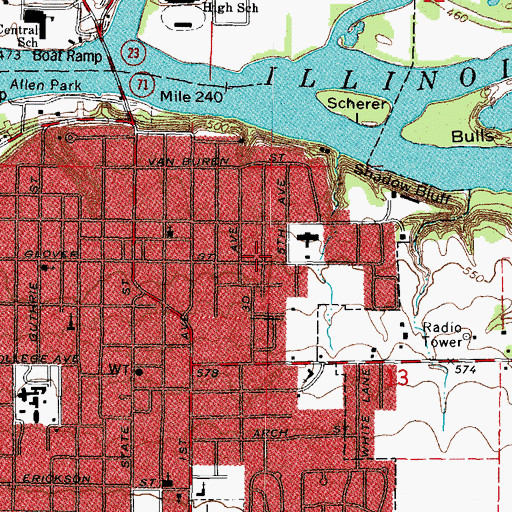 Topographic Map of Calvary Baptist Church, IL