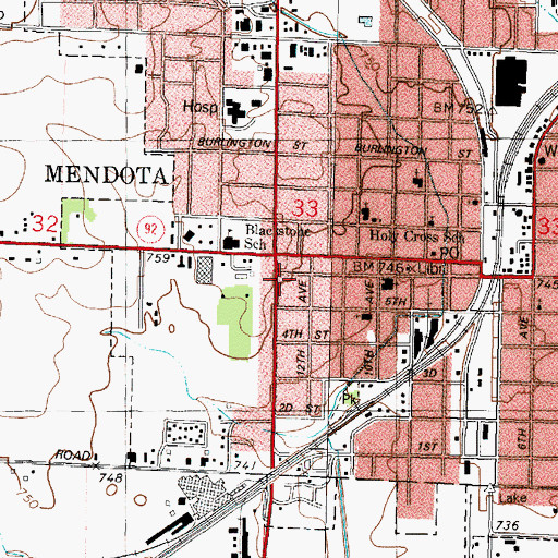 Topographic Map of Church of the Nazarene, IL