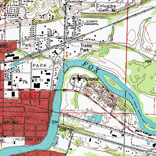 Topographic Map of OSF Saint Elizabeth Medical Center, IL