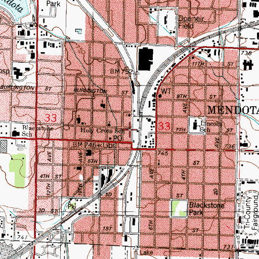 Topographic Map of Faith Fellowship Church, IL