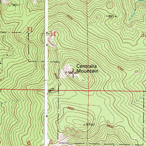Topographic Map of Centralia Mountain, CO