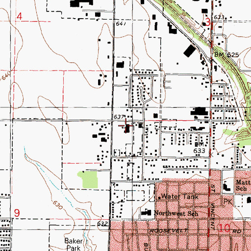 Topographic Map of First Baptist Church, IL