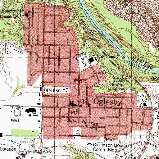 Topographic Map of First Baptist Church, IL