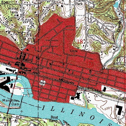 Topographic Map of First Baptist Church, IL