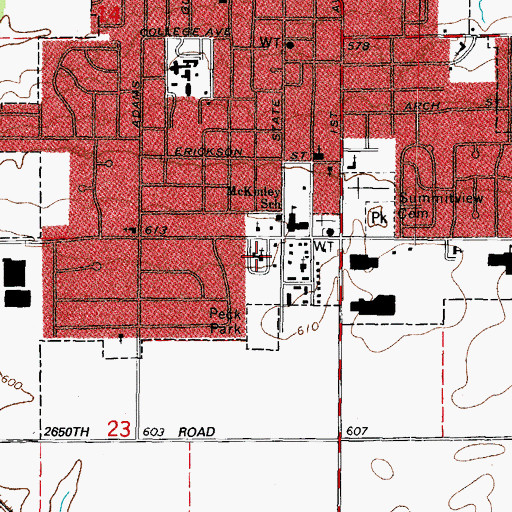Topographic Map of First Baptist Church, IL