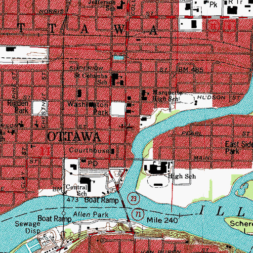 Topographic Map of First Presbyterian Church, IL