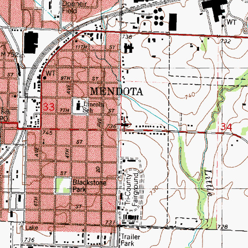 Topographic Map of First United Methodist Church, IL