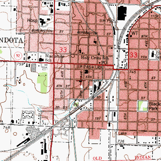 Topographic Map of First United Presbyterian Church, IL