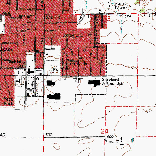 Topographic Map of Grace Baptist Church, IL