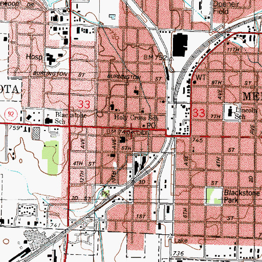 Topographic Map of Graves Public Library, IL