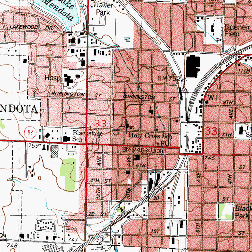 Topographic Map of Holy Cross Catholic Church, IL