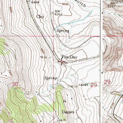 Topographic Map of Fire Clay, CO