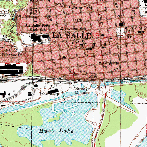 Topographic Map of Downtown La Salle Post Office, IL
