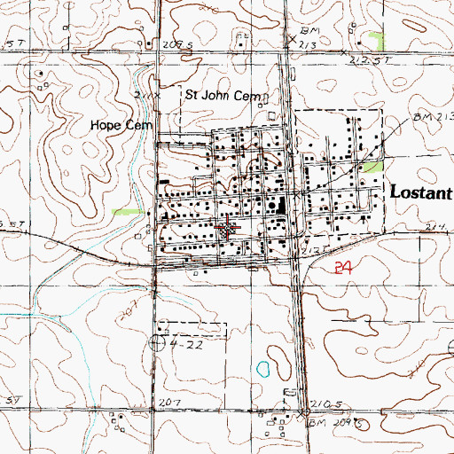 Topographic Map of Lostant Elementary School, IL
