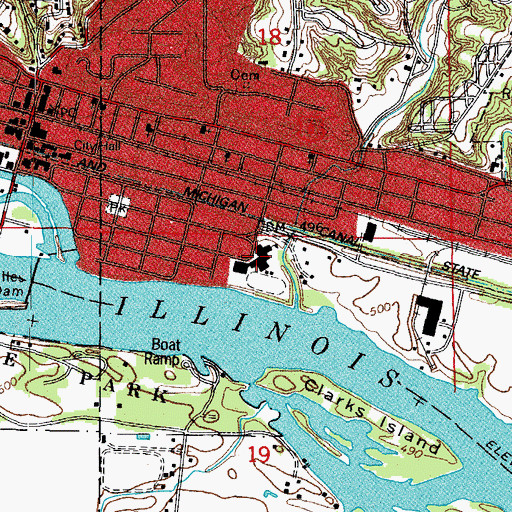 Topographic Map of Marseilles Elementary School, IL