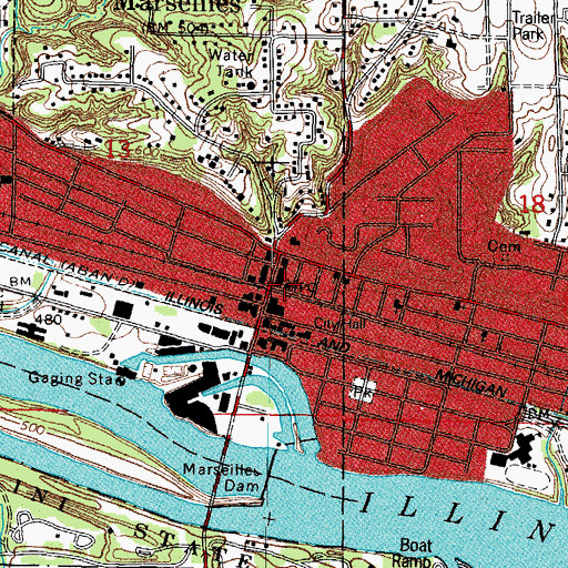 Topographic Map of Marseilles Post Office, IL