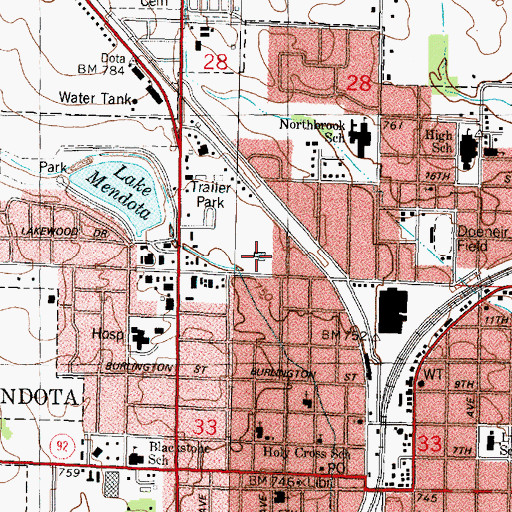 Topographic Map of Mendota Swimming Pool, IL