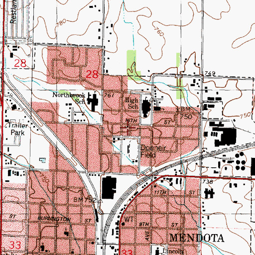 Topographic Map of Northbrook Missionary Baptist Church, IL