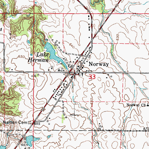 Topographic Map of Norwegian Settlers State Memorial, IL