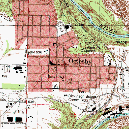Topographic Map of Oglesby Union Church, IL